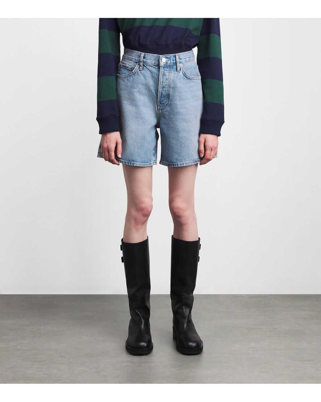Agolde Blue Denim Dame Wide-Leg Shorts