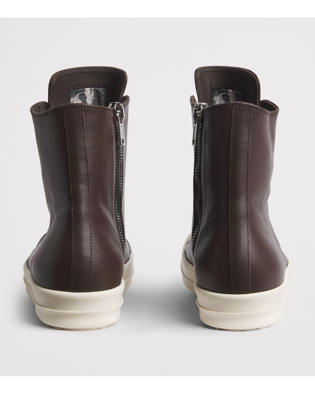 Rick Owens Brown Leather Classic High-Top Sneakers for men