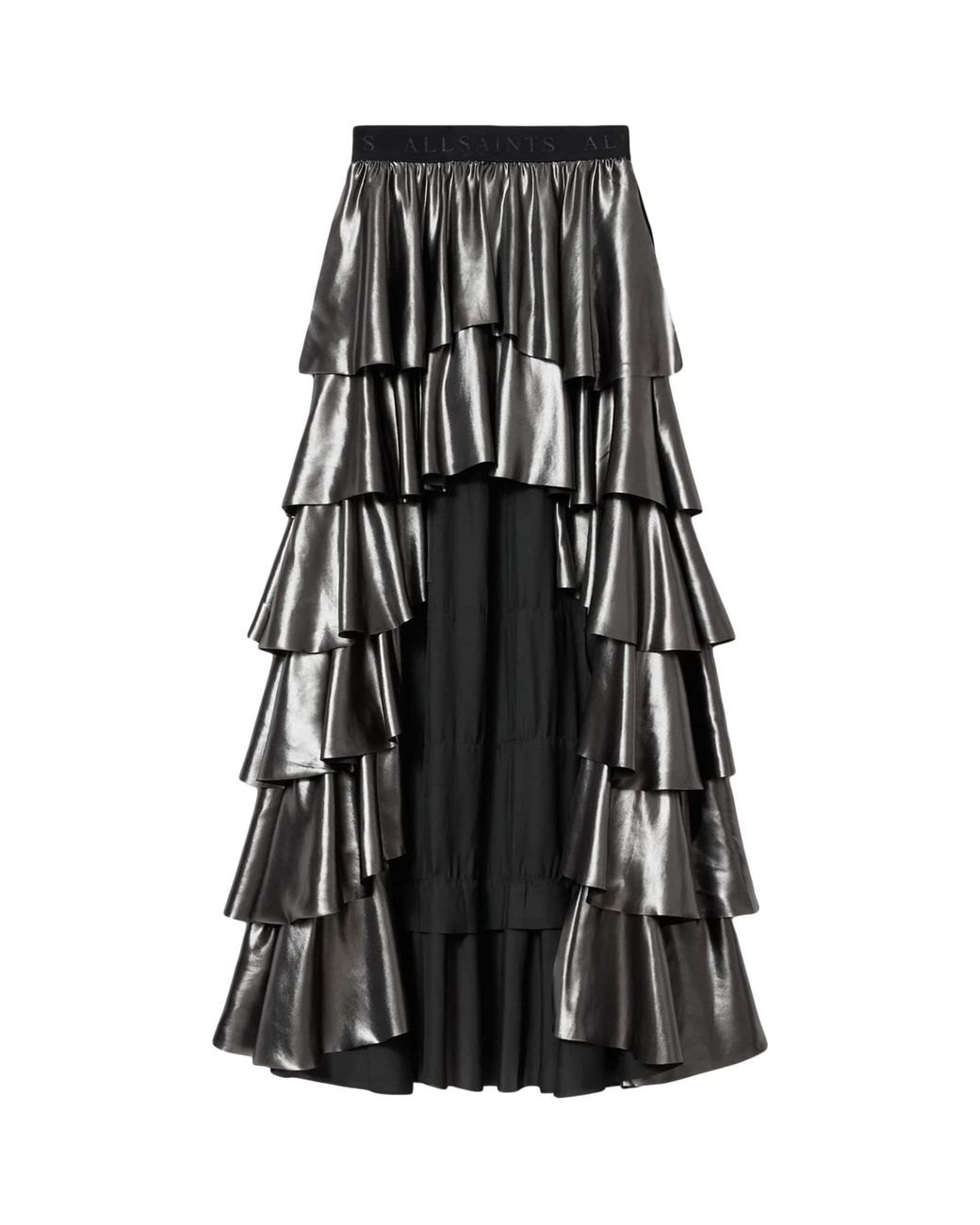 AllSaints Cavalry Ruffle Maxi Skirt in Black | Lyst
