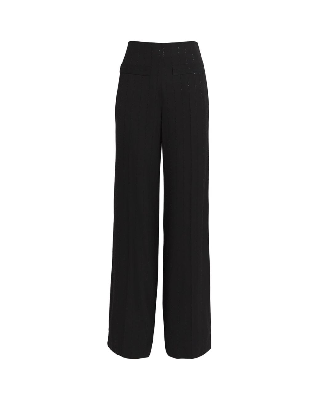 Sandro Black Sequin-Pinstripe Wide-Leg Trousers