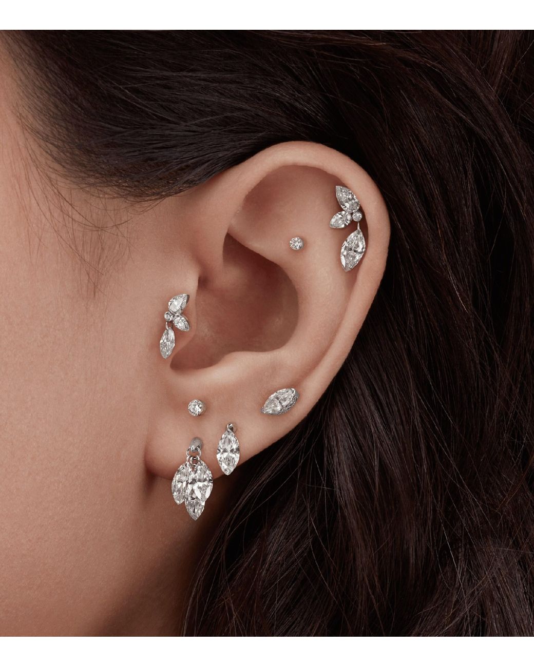 Maria Tash Metallic Grand Marquise Pear Diamond Echo Earring