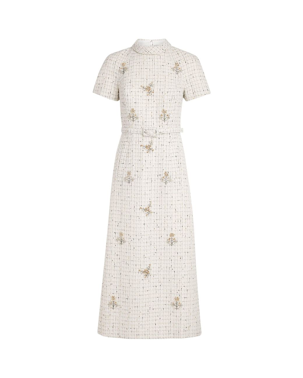 Huishan Zhang White Tweed Genevieve Midi Dress