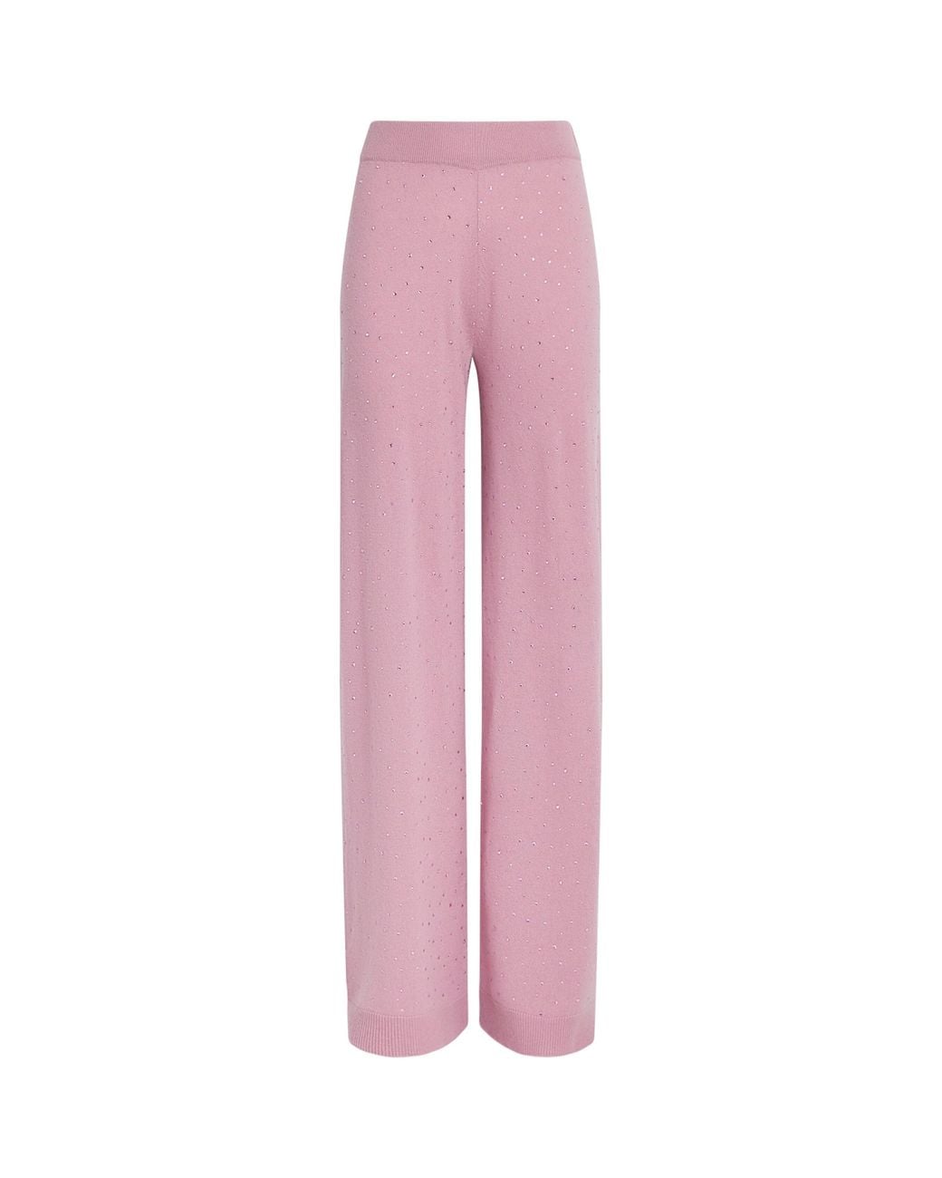 Allude Pink Wool-Cashmere Crystal-Embellished Trousers