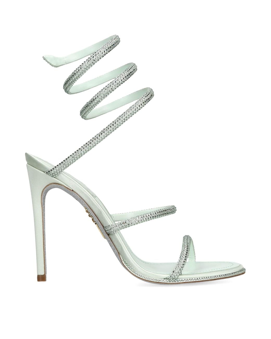 Rene Caovilla White Satin Crystal-Embellished Cleo Sandals 105