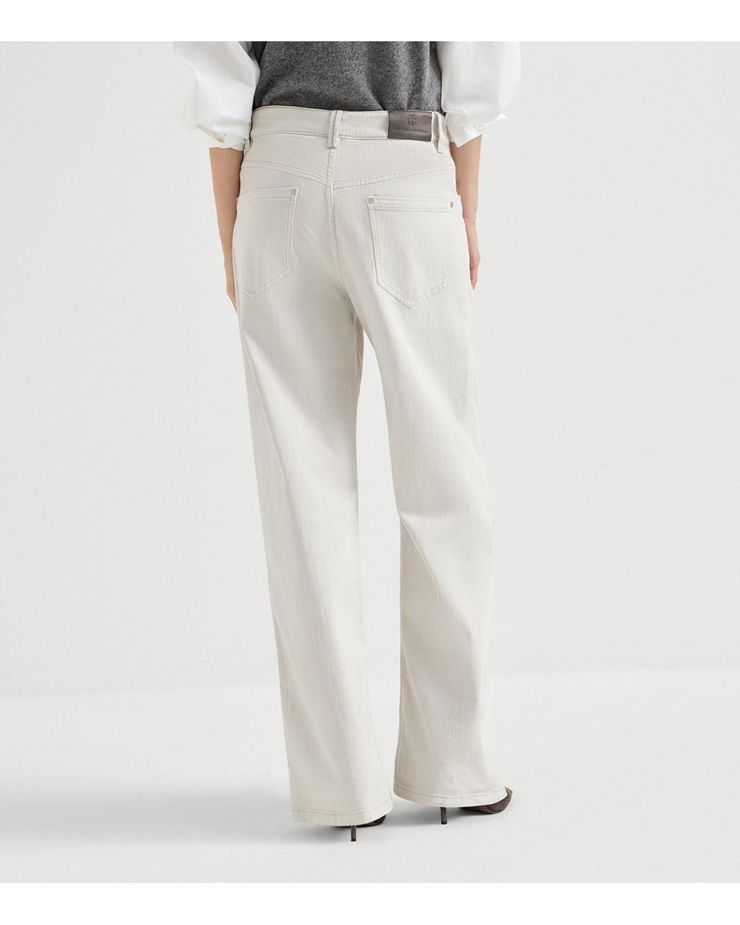 Brunello Cucinelli White Relaxed High-Waist Jeans