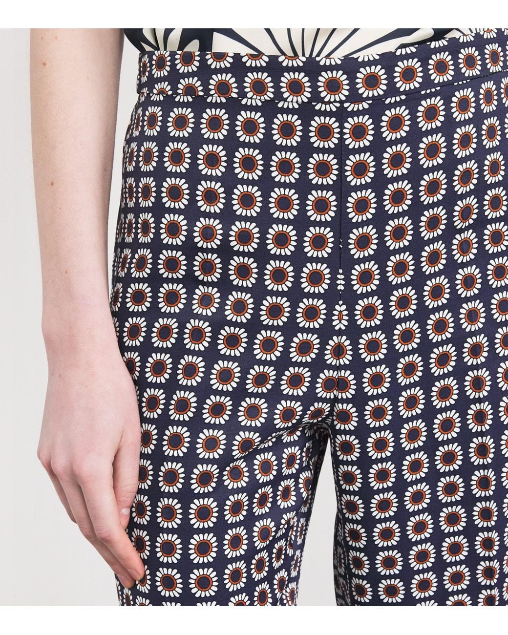 Sandro Gray Floral Print Flared Trousers
