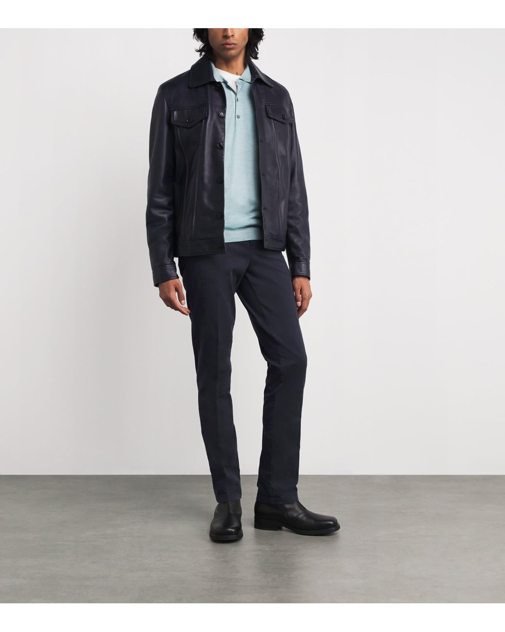 Canali Blue Stretch-Cotton Straight Chinos for men