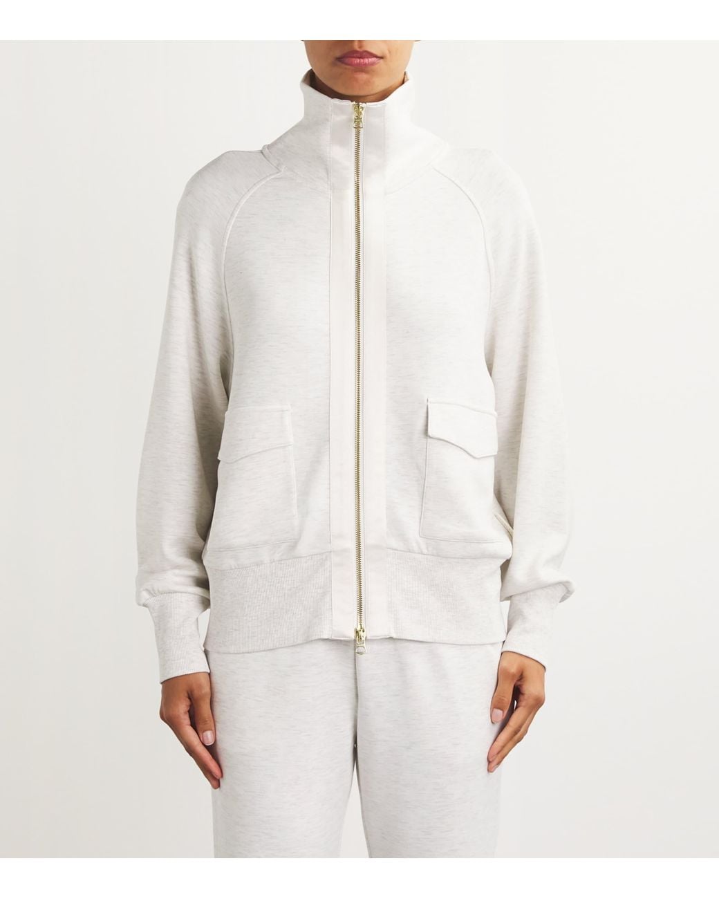 Varley White Roxbury Zip-Up Sweatshirt