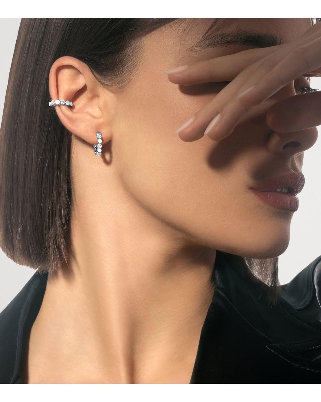 Messika White D-Vibes Mini Diamond And Hoop Earrings