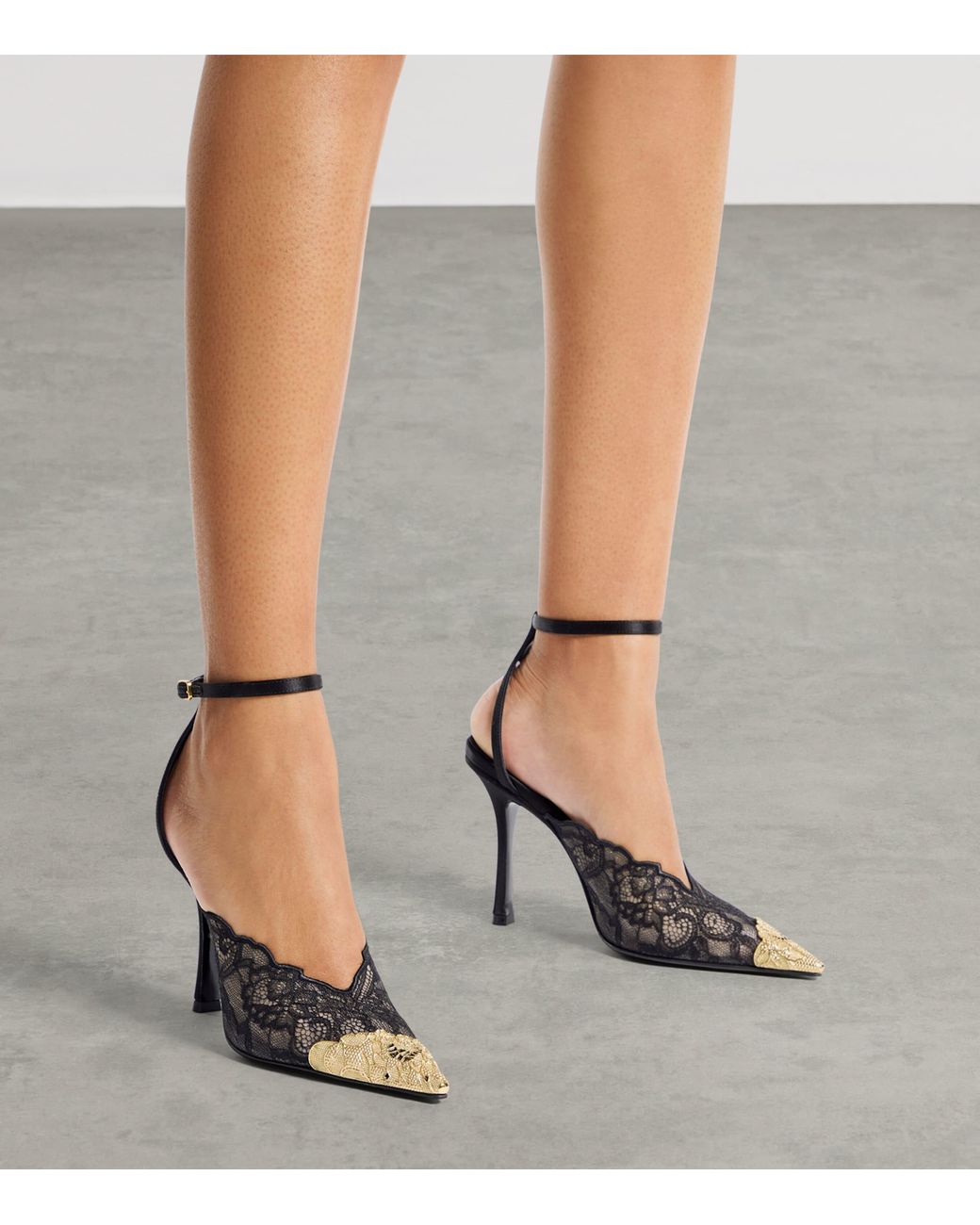 Jimmy Choo Gray Faiz 100 Lace Pumps