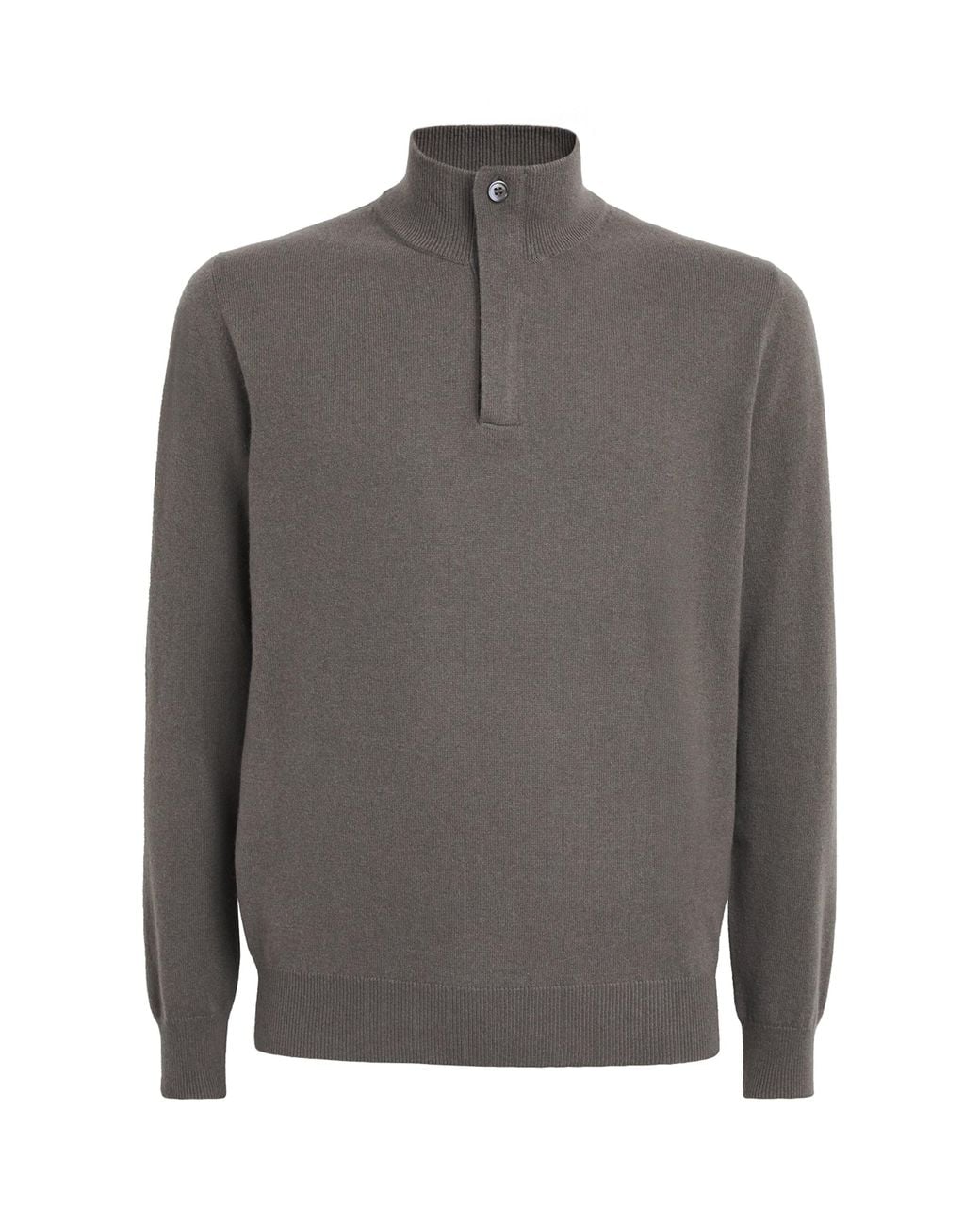 Corneliani Gray Cashmere High-Neck Quarter-Zip Sweater for men