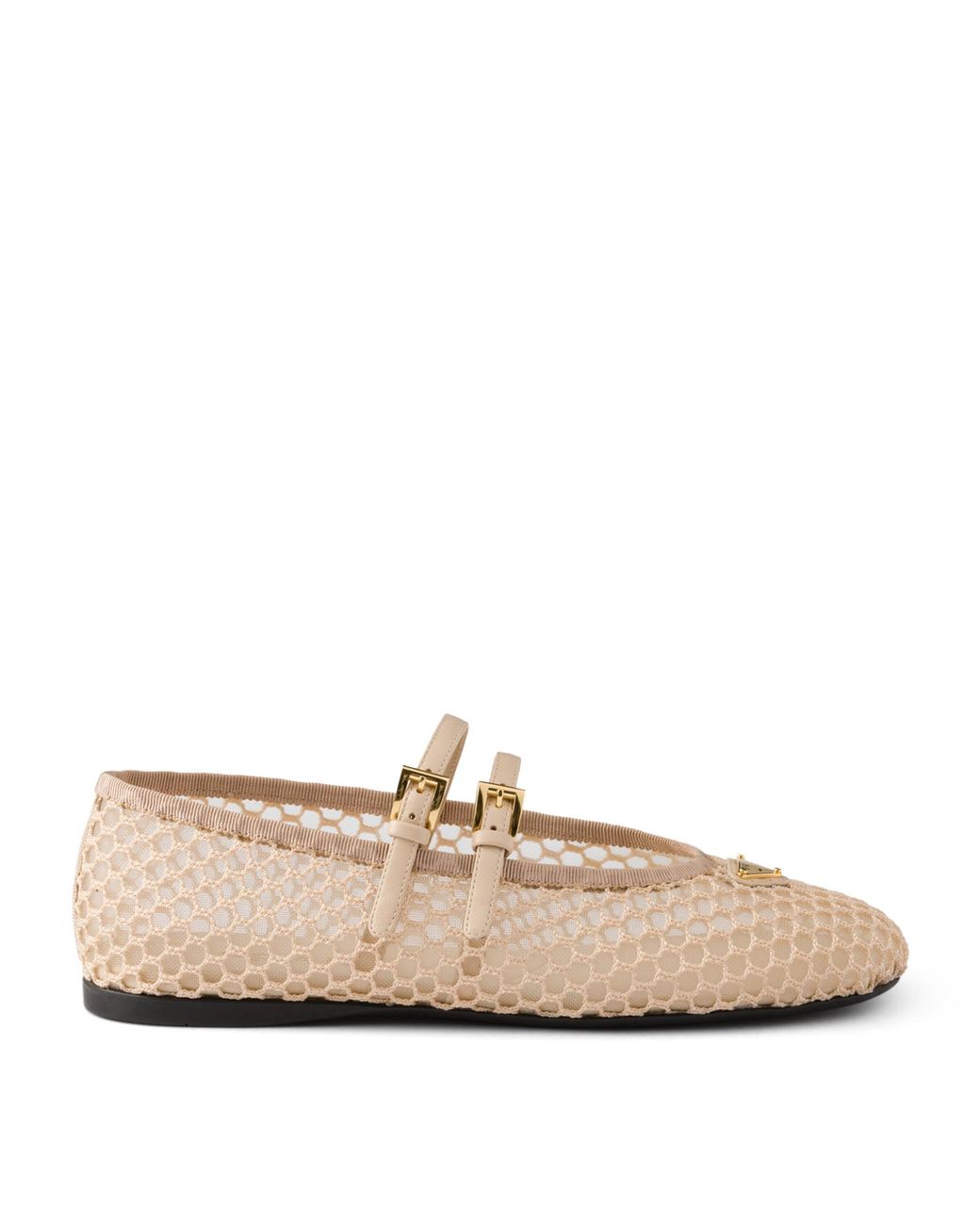 Prada Mesh Triangle Ballet Flats in Natural | Lyst UK