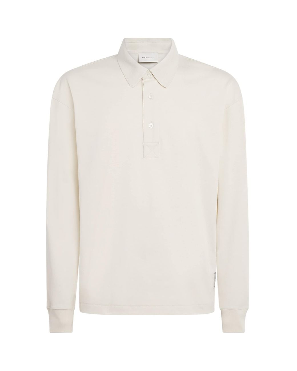 AMI White Cotton Heritage Long-Sleeve Polo Shirt for men