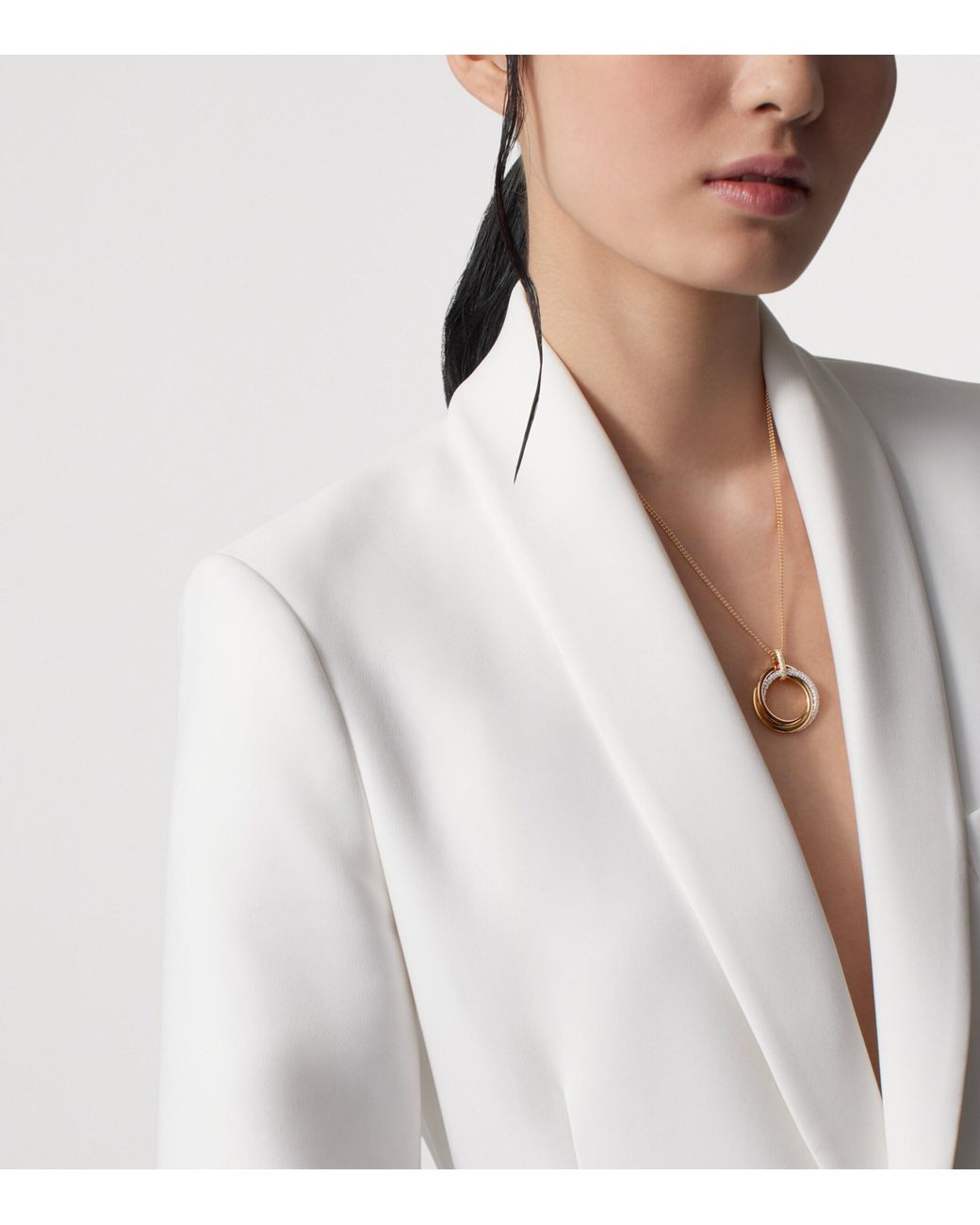 Cartier Metallic Large, Rose, And Diamond Trinity Necklace