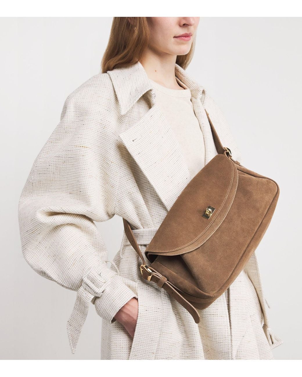 Sandro Natural Suede Le Mambo Cross-Body Bag
