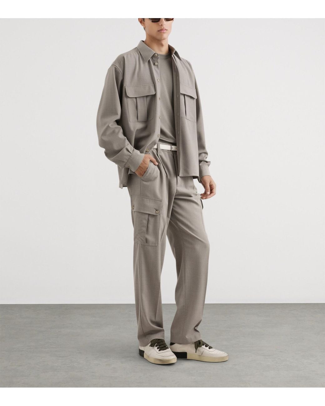 Dolce & Gabbana Gray Virgin Wool Cargo Trousers for men