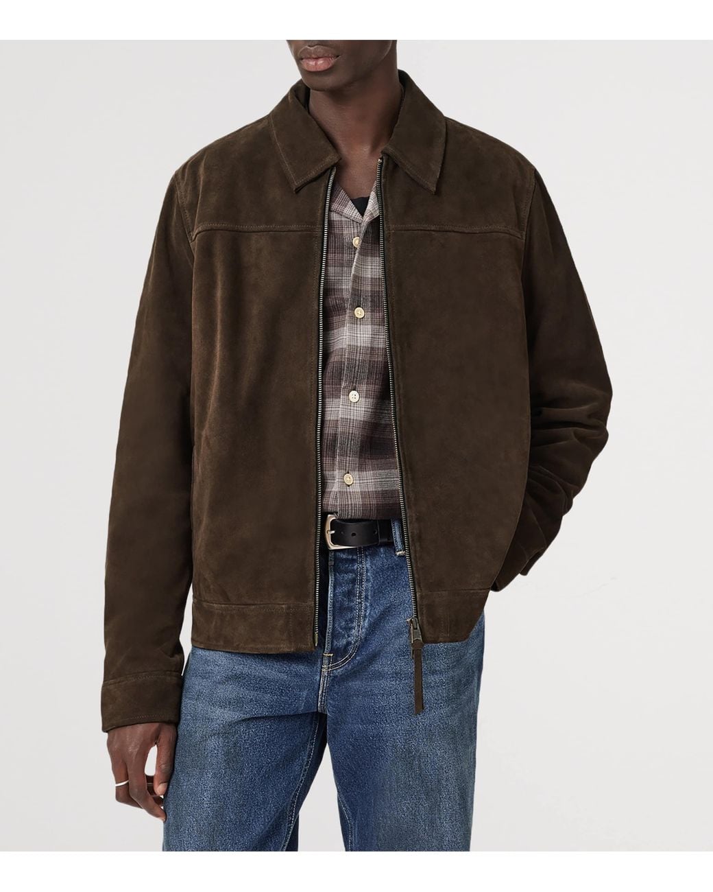 AllSaints Brown Rhone Leather Jacket for men