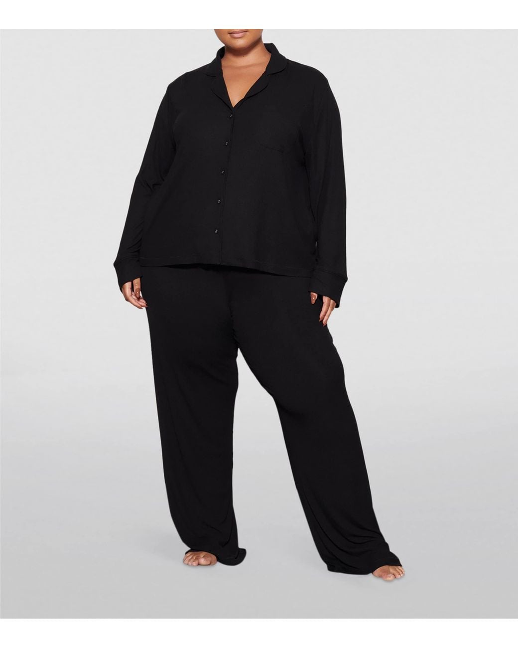 Skims Black Soft Lounge Ribbed Pyjama Set