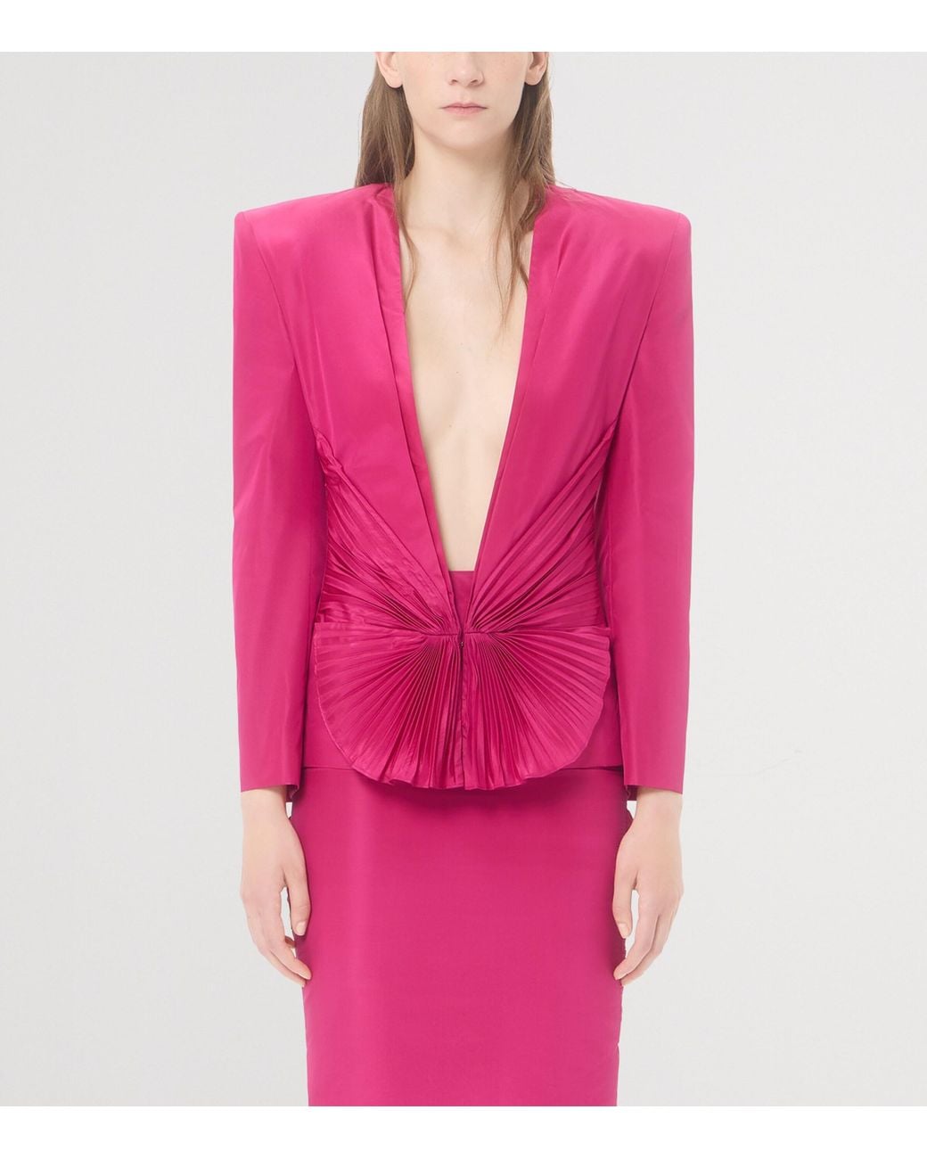 Valentino Pink Silk Plissé Blazer