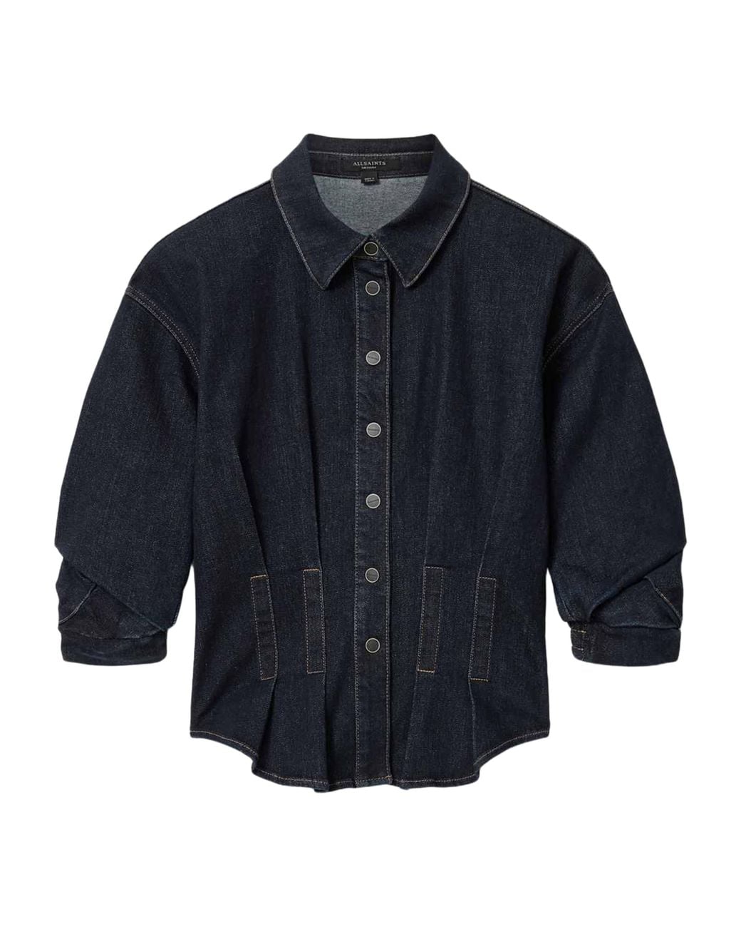 AllSaints Blue Denim Puff-Sleeve Nancy Shirt