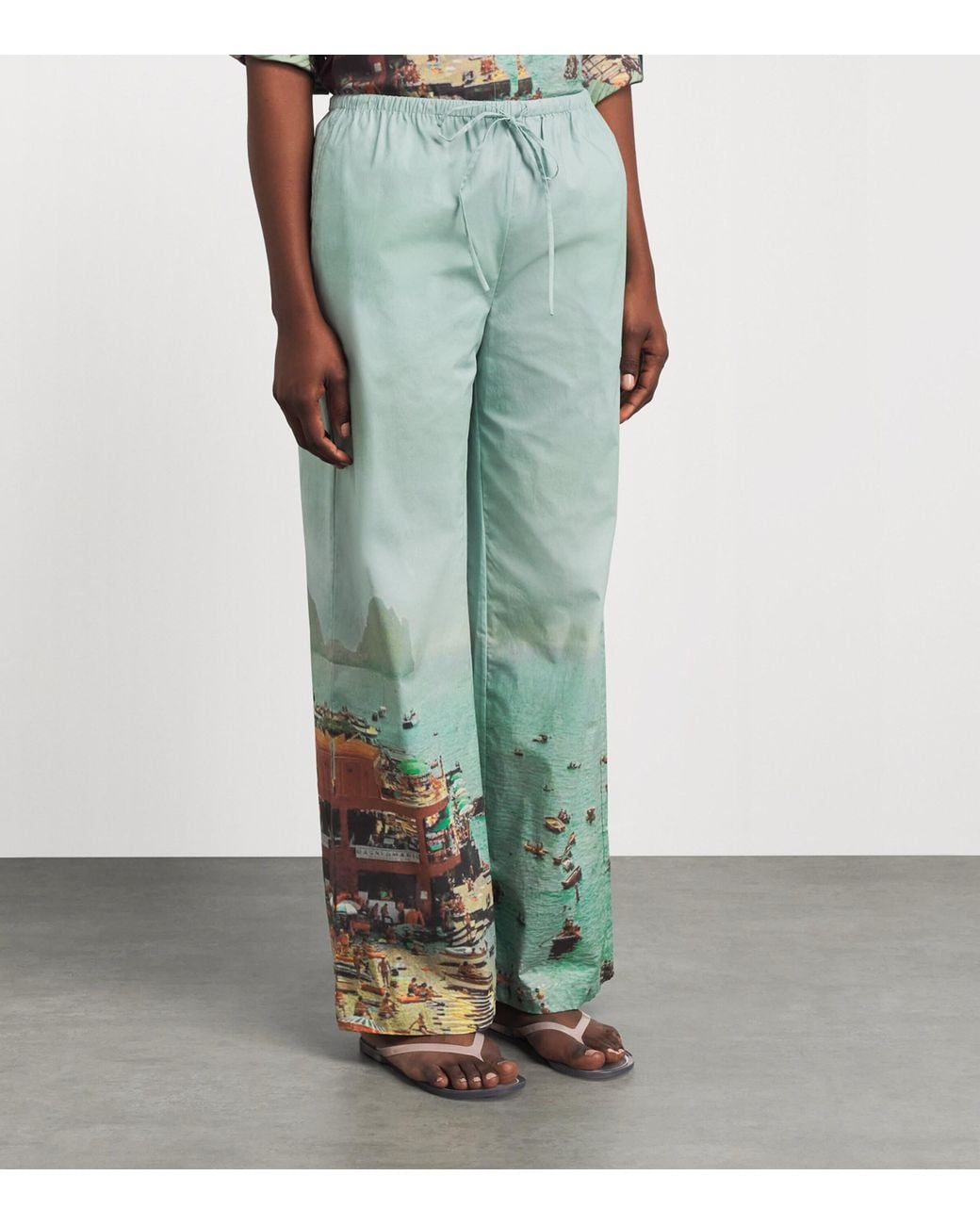 Staud Green Endless Summer Print Mateo Trousers