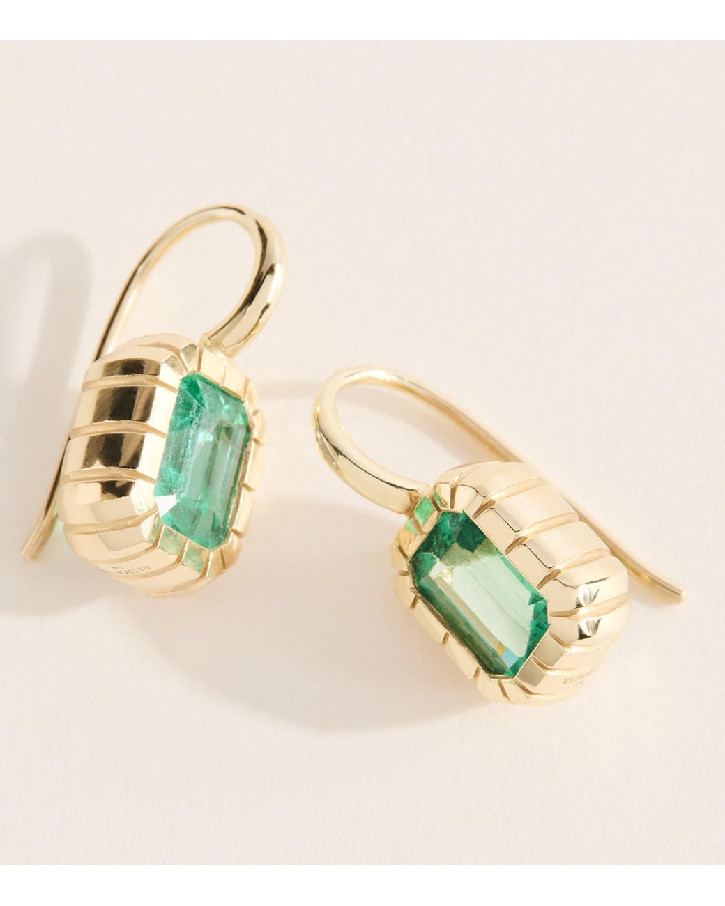 Retrouvai Green And Emerald Heirloom Drop Earrings
