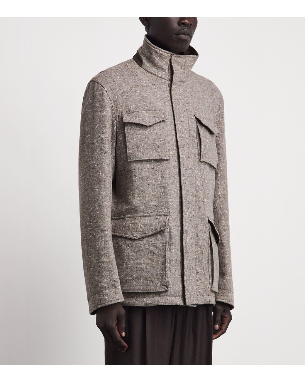 Herno Brown Wool Hybrid High-Neck Jacket for men