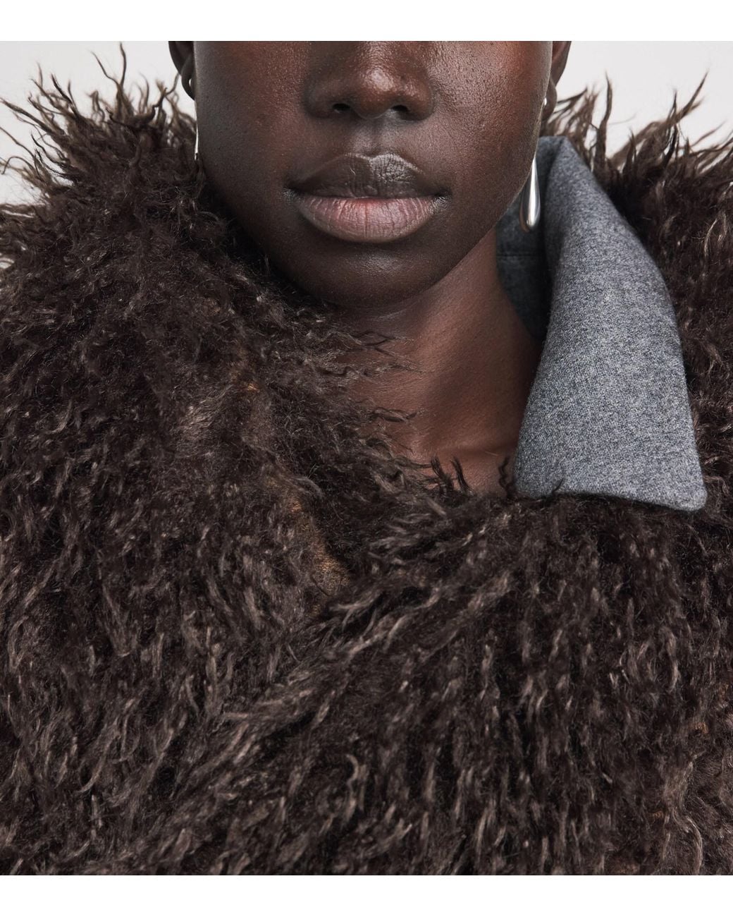 Source Unknown Black Faux Fur Hathi Jacket