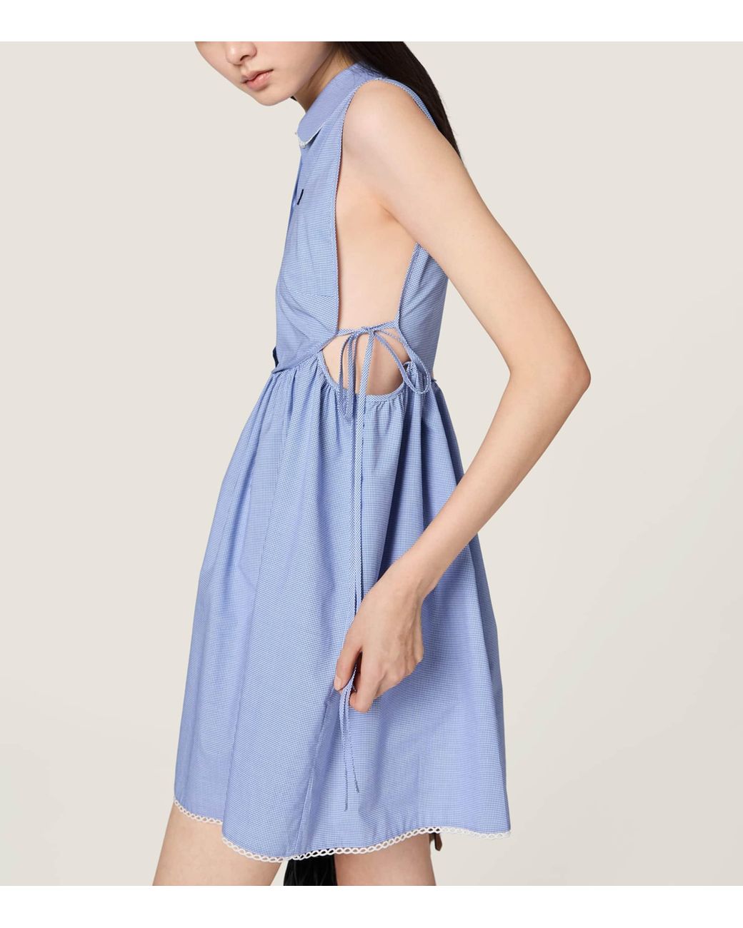 Miu Miu Blue Gingham Check Mini Dress