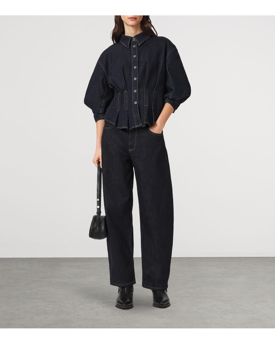 AllSaints Blue Denim Puff-Sleeve Nancy Shirt