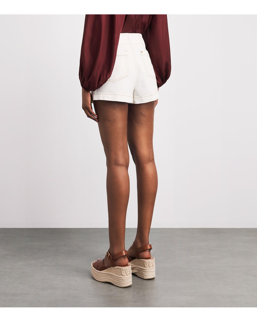 Zimmermann White Roselight Denim Shorts