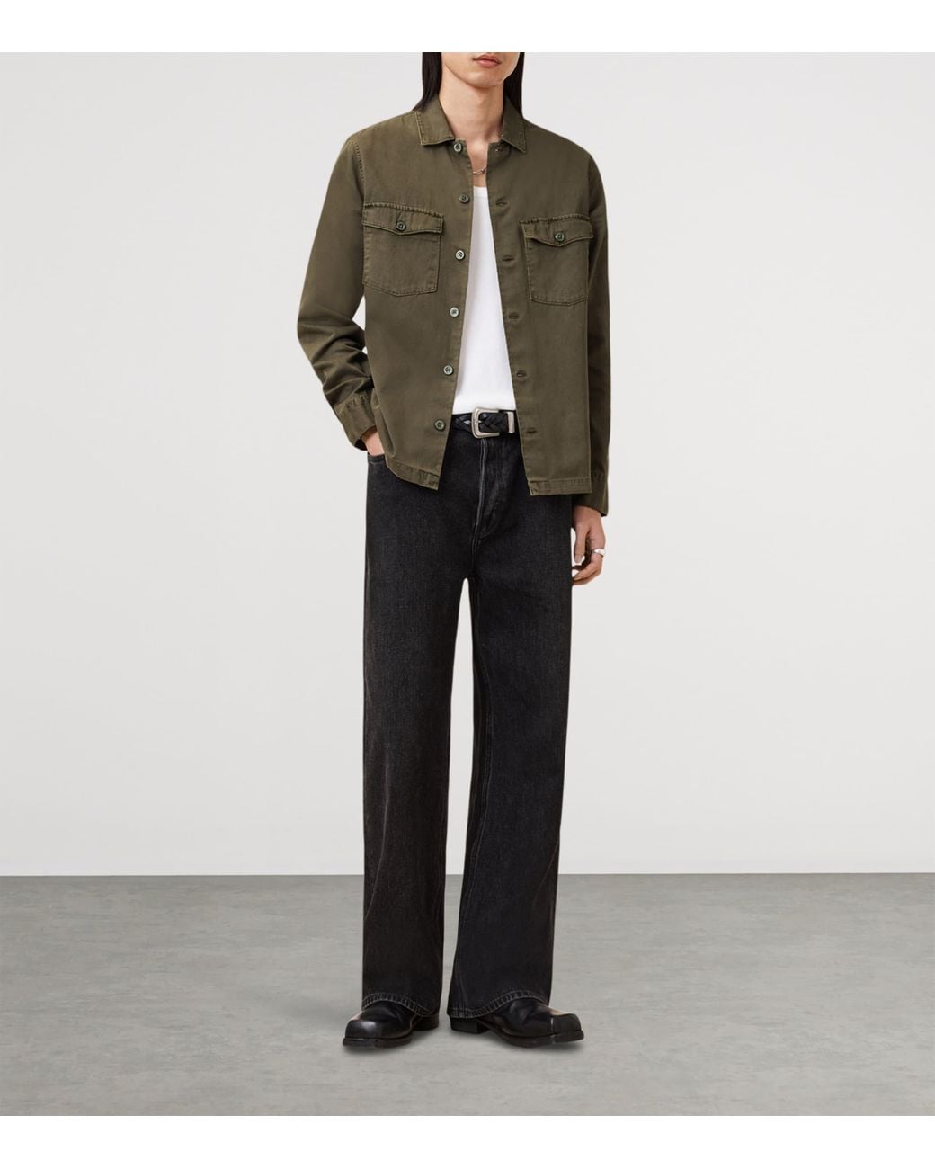 AllSaints Green Cotton Spotter Overshirt for men