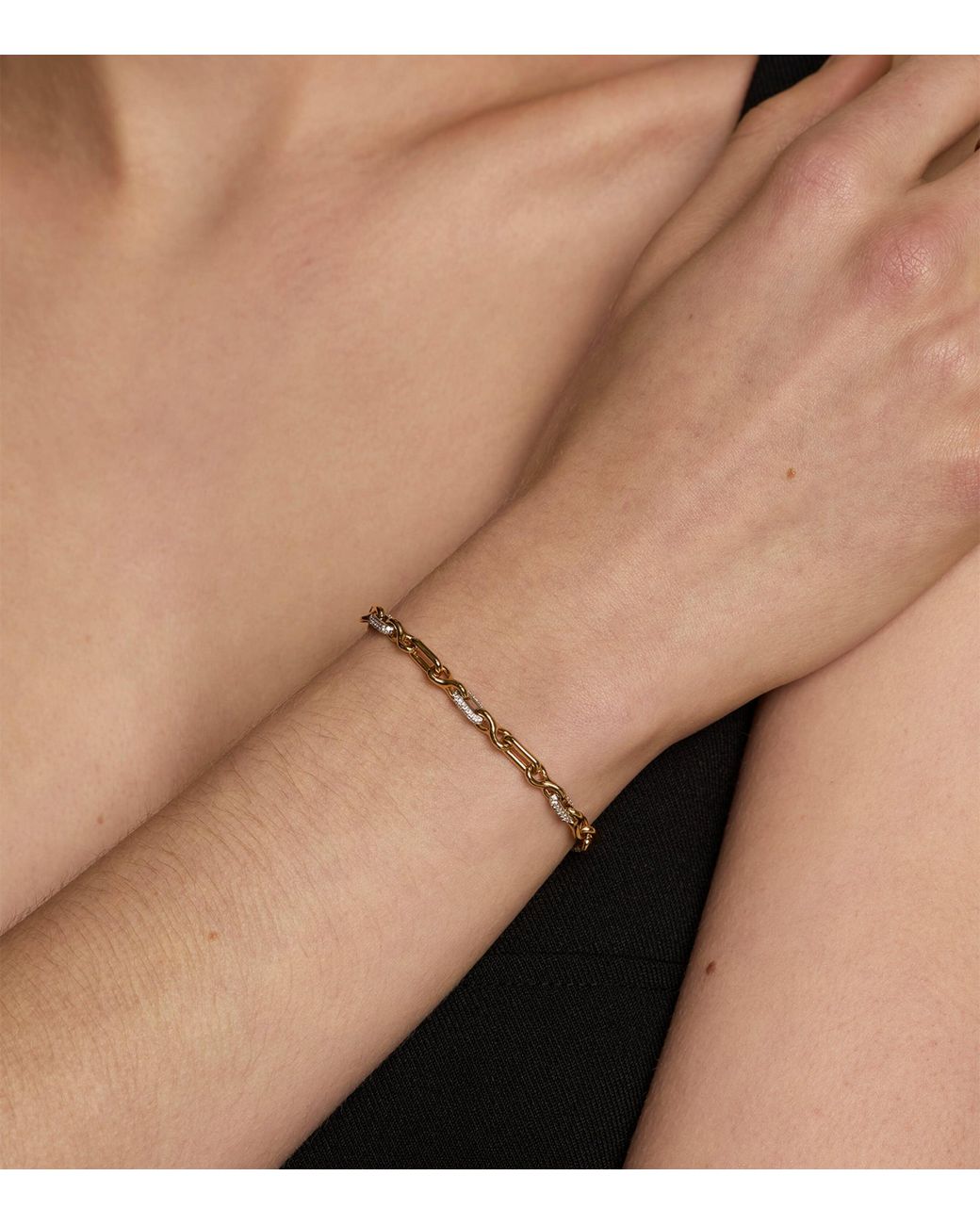 Astrid & Miyu Metallic Plated Pavé Chain Link Bracelet