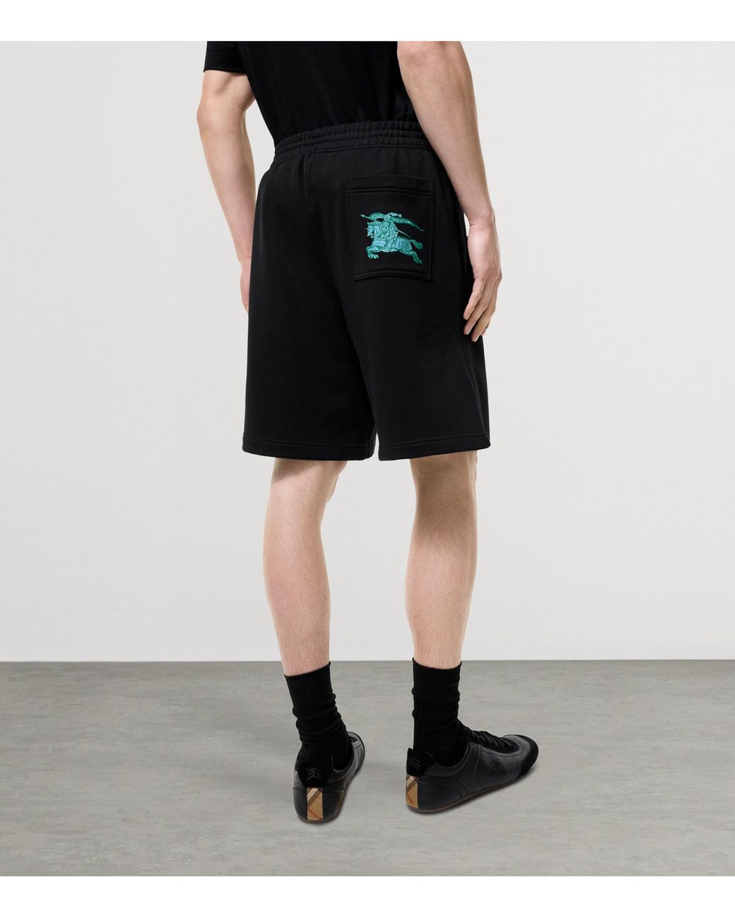 Burberry Black Cotton Logo Shorts for men