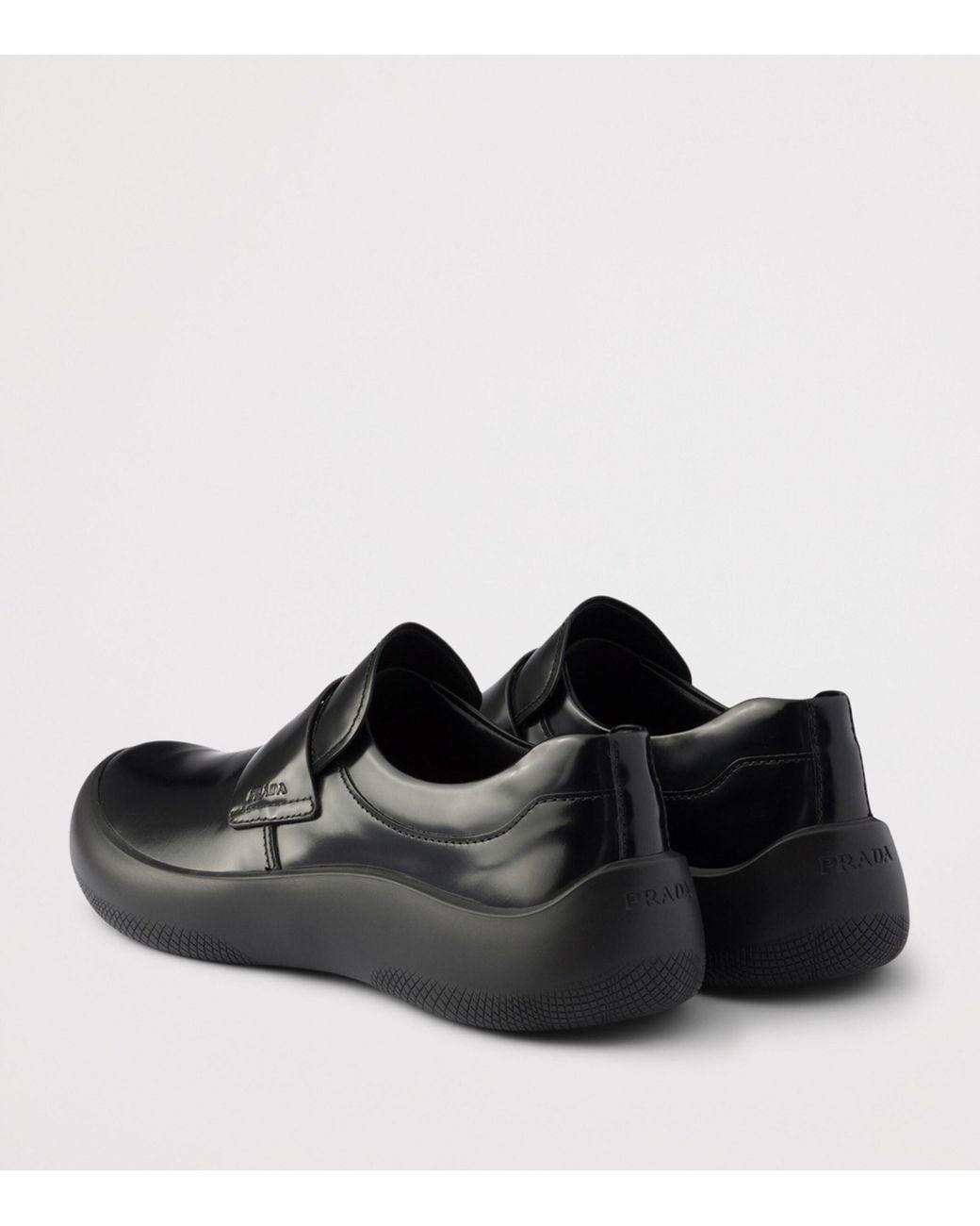 Prada Black Brushed Leather Loafers for men