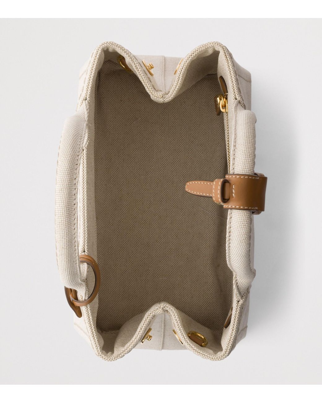 Prada Natural Small Canvas Jardinière Top-Handle Bag