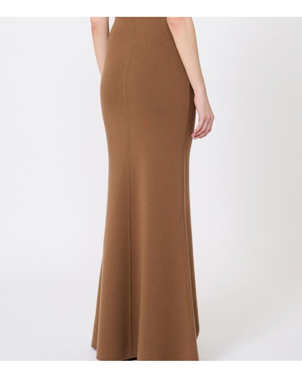 Max Mara Brown Virgin Wool-Cashmere Knitted Maxi Skirt