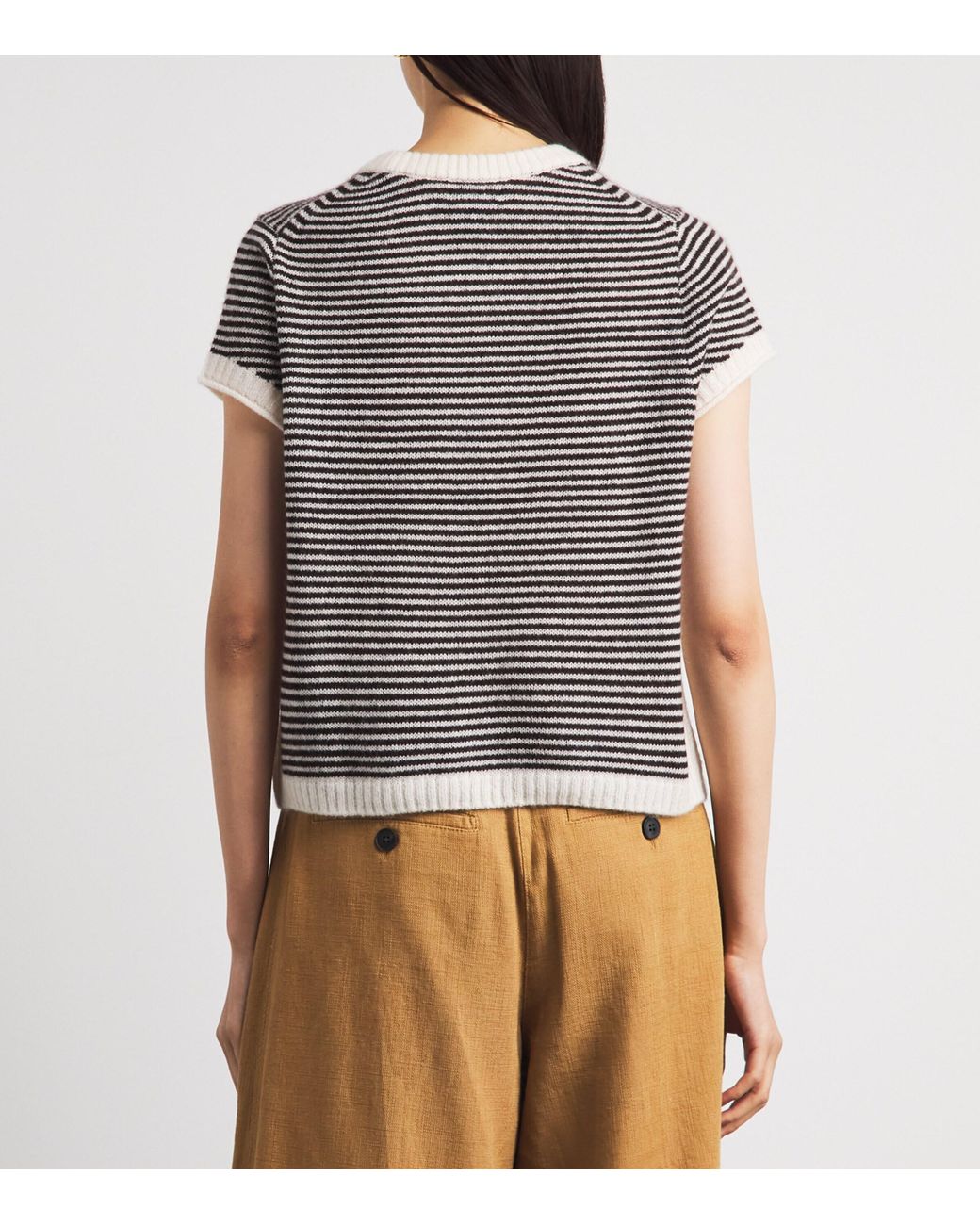 ME+EM Brown Merino Wool-Blend Stripe T-Shirt