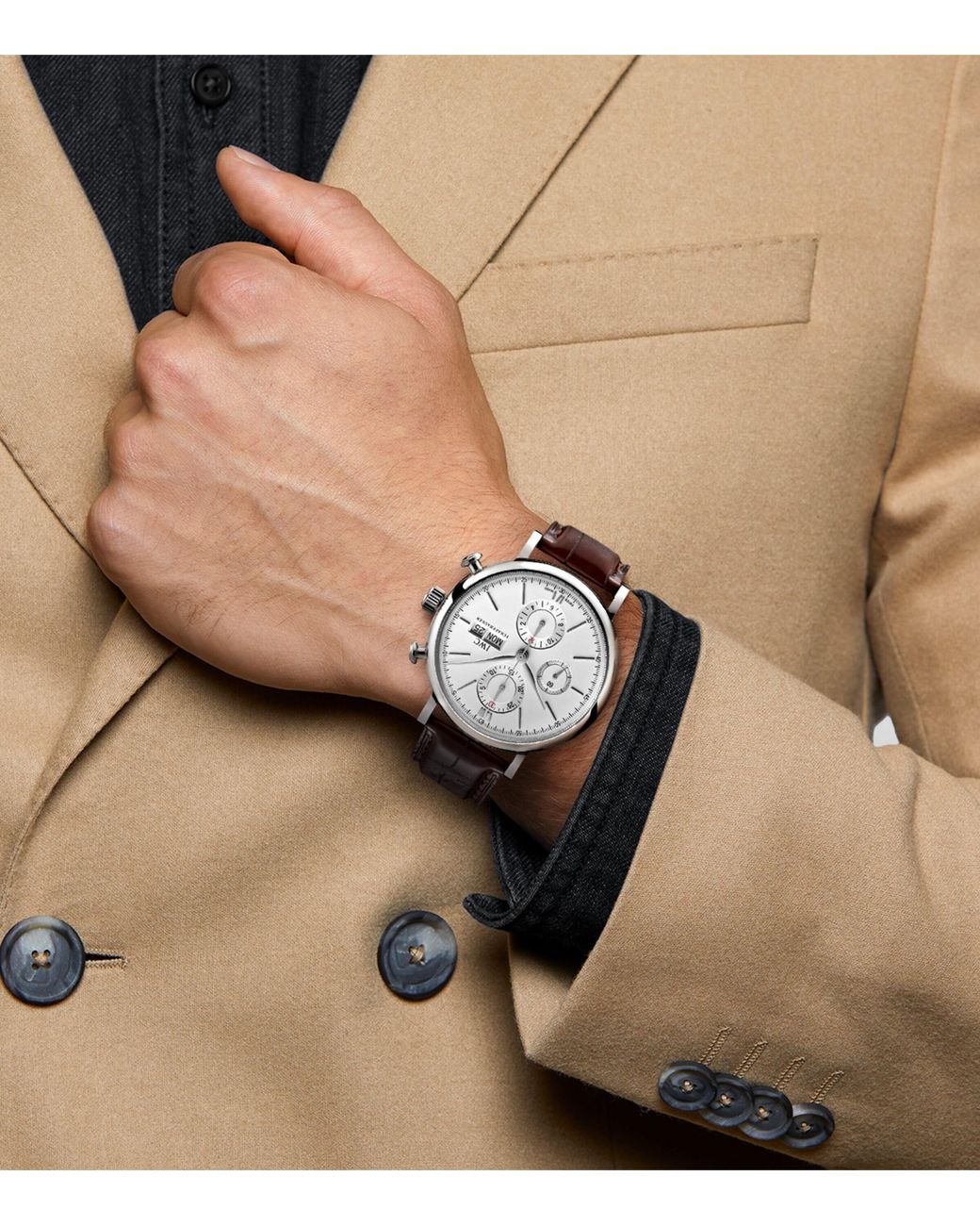 Iwc Gray Stainless Steel Portofino Chronograph Watch for men