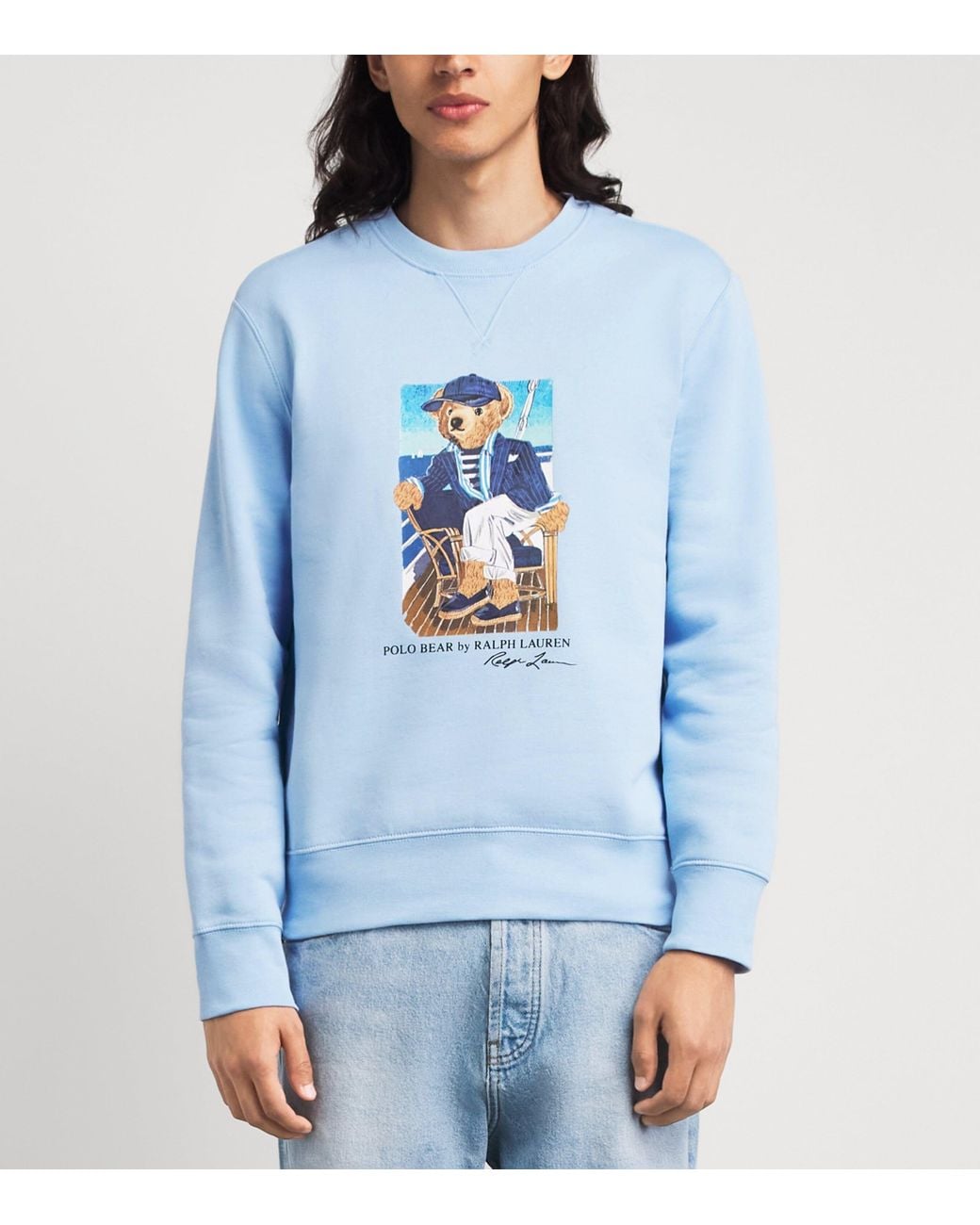 Polo Ralph Lauren Blue Stretch-Cotton Polo Bear Sweatshirt for men