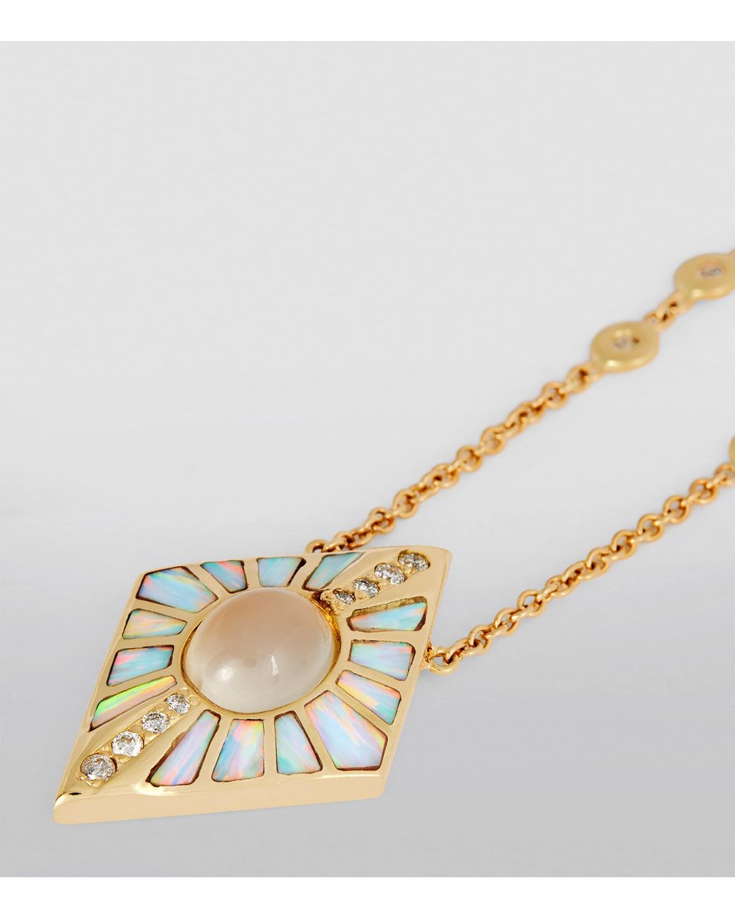 Jacquie Aiche Metallic Diamond, Moonstone And Opal Inlay Necklace