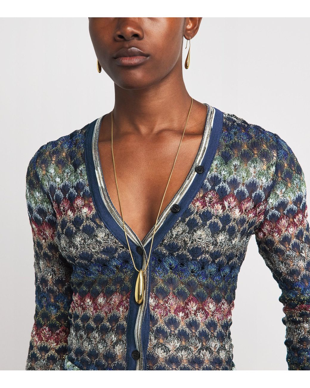 Missoni Blue Chevron Button Sweater