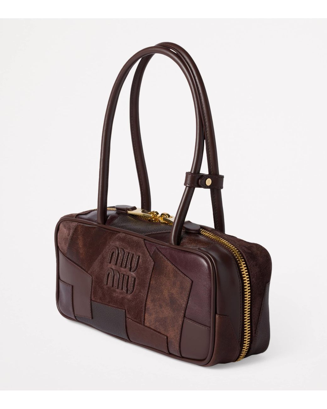 Miu Miu Brown Leather Beau Patchwork Top-Handle Bag