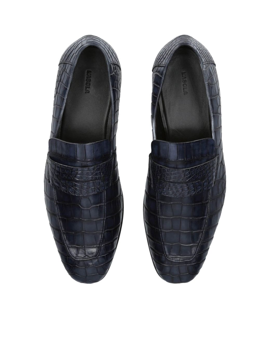 Zegna Blue Crocodile Skin Penny Loafers for men