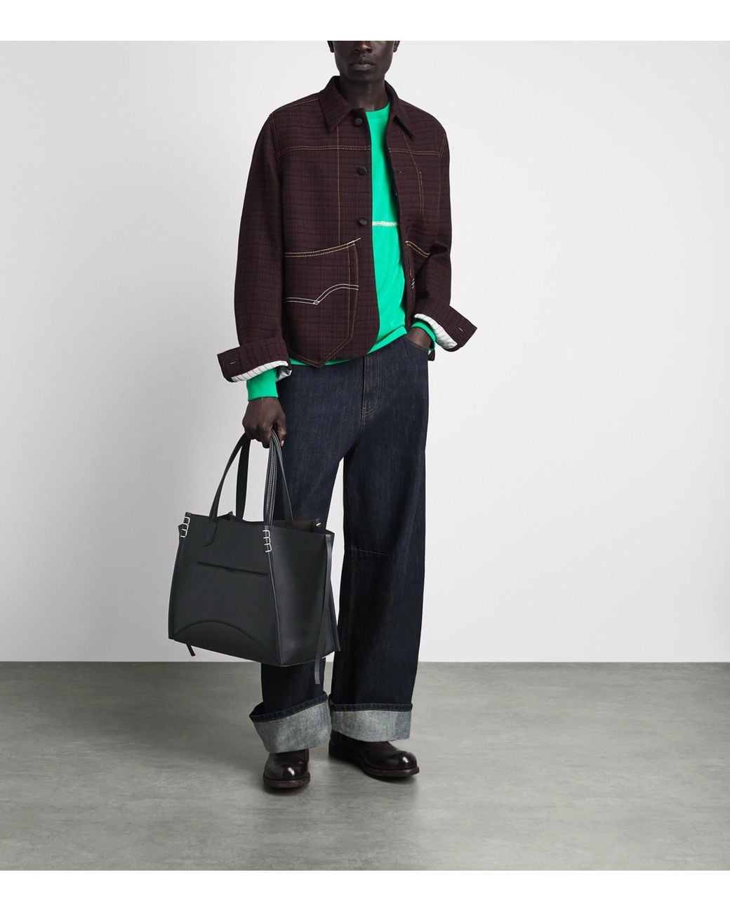 J.W. Anderson Black Leather Loafer Cabas Tote Bag for men