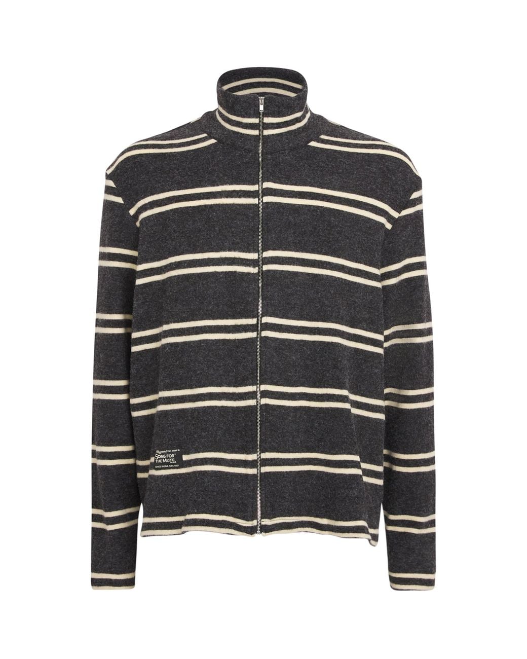 Song For The Mute Black Funnel-Neck Zip-Up Cardigan for men