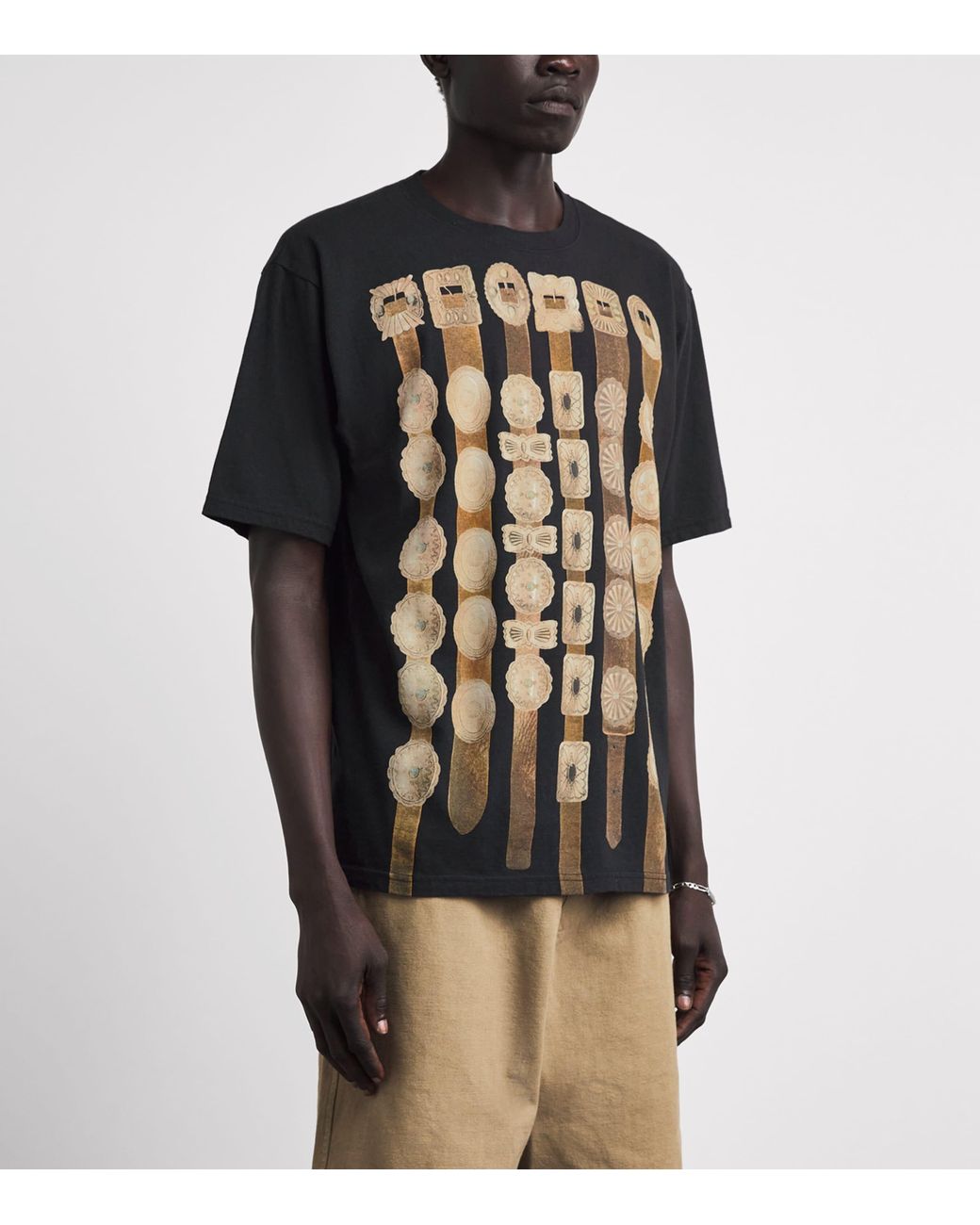 Kapital Black Cotton Curtain Concho T-Shirt for men