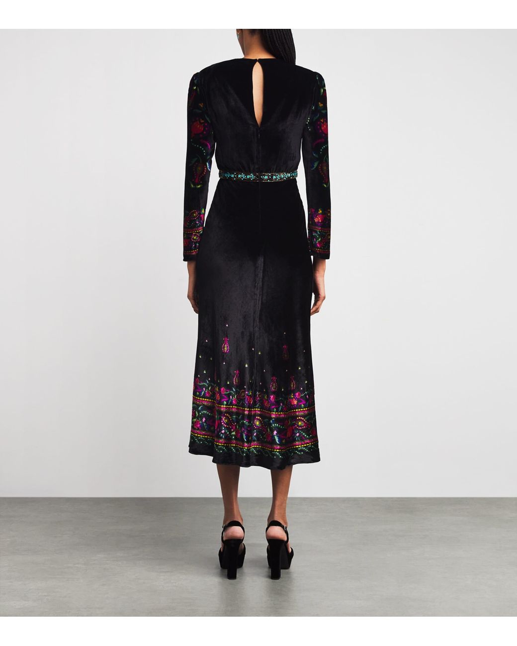 saloni black velvet dress Saloni Camille Velvet Bows Dress