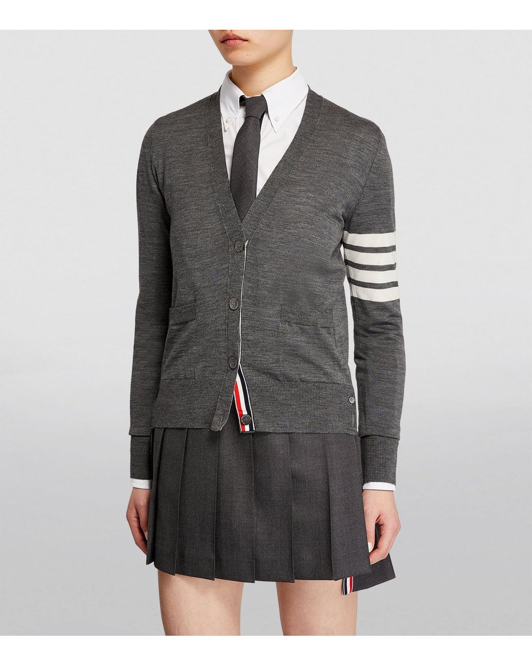 Thom Browne Gray Wool Relaxed 4-Bar Cardigan