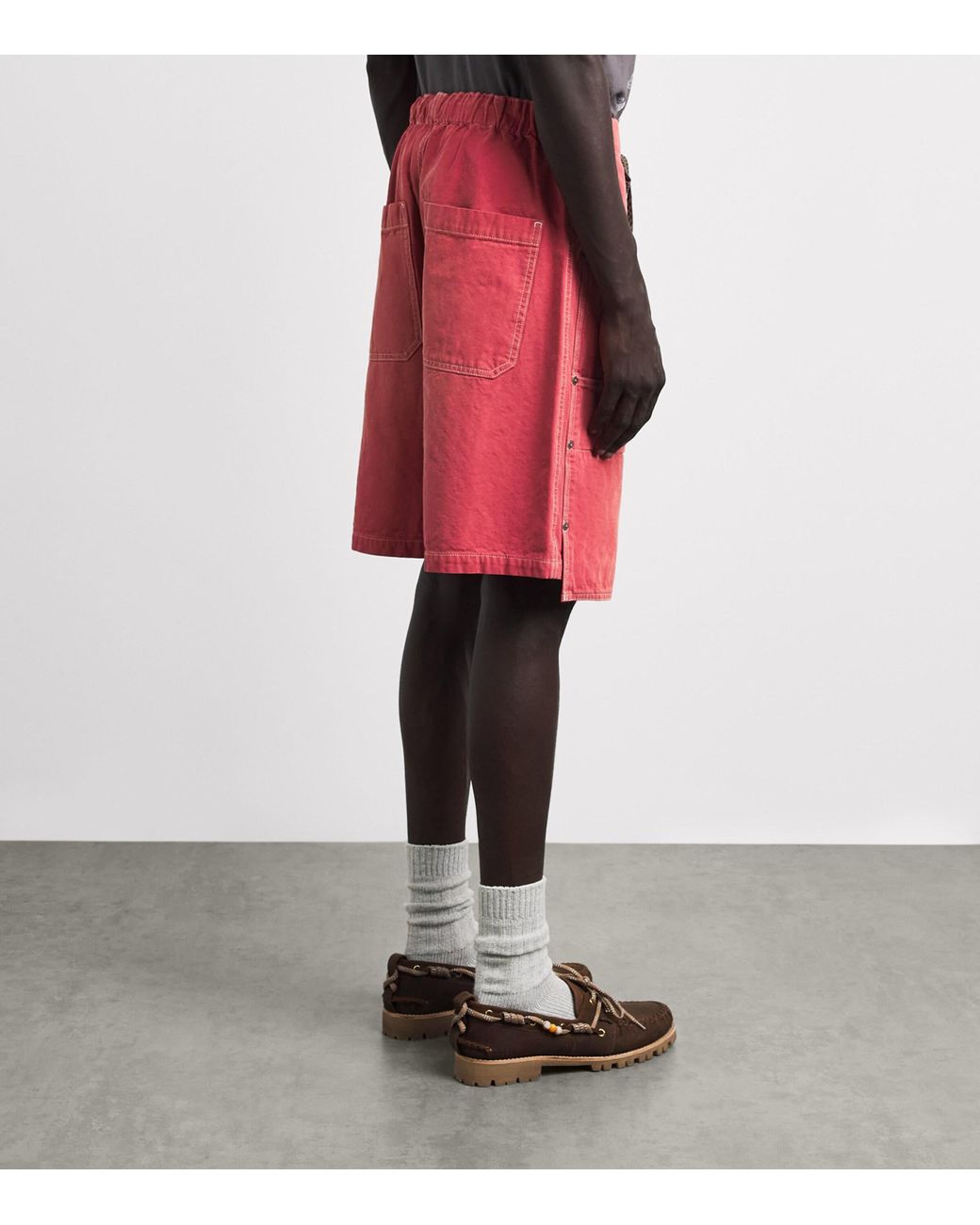Kapital Red Contrast-Stitch Shorts for men